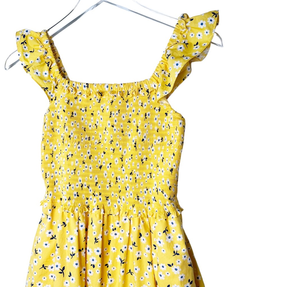Kate Spade Fleurette Toss Voile Smocked Dress Yellow Floral Summer XS - Picture 7 of 13
